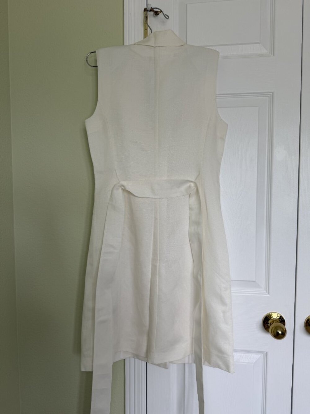 NWT H&M Ivory Linen Blend Blazer Dress with Shoulder Pads and Belt | Size M - Picture 4 of 6
